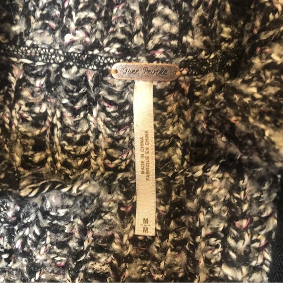 Free People Black & Gray Asymmetrical Zip Cardigan Sweater Jacket Womens Size M - Picture 3 of 8